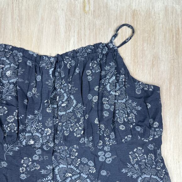 Madewell Indigo Blue Tie Back Button Front Archival Floral Print Midi Dress 8 - Picture 4 of 16